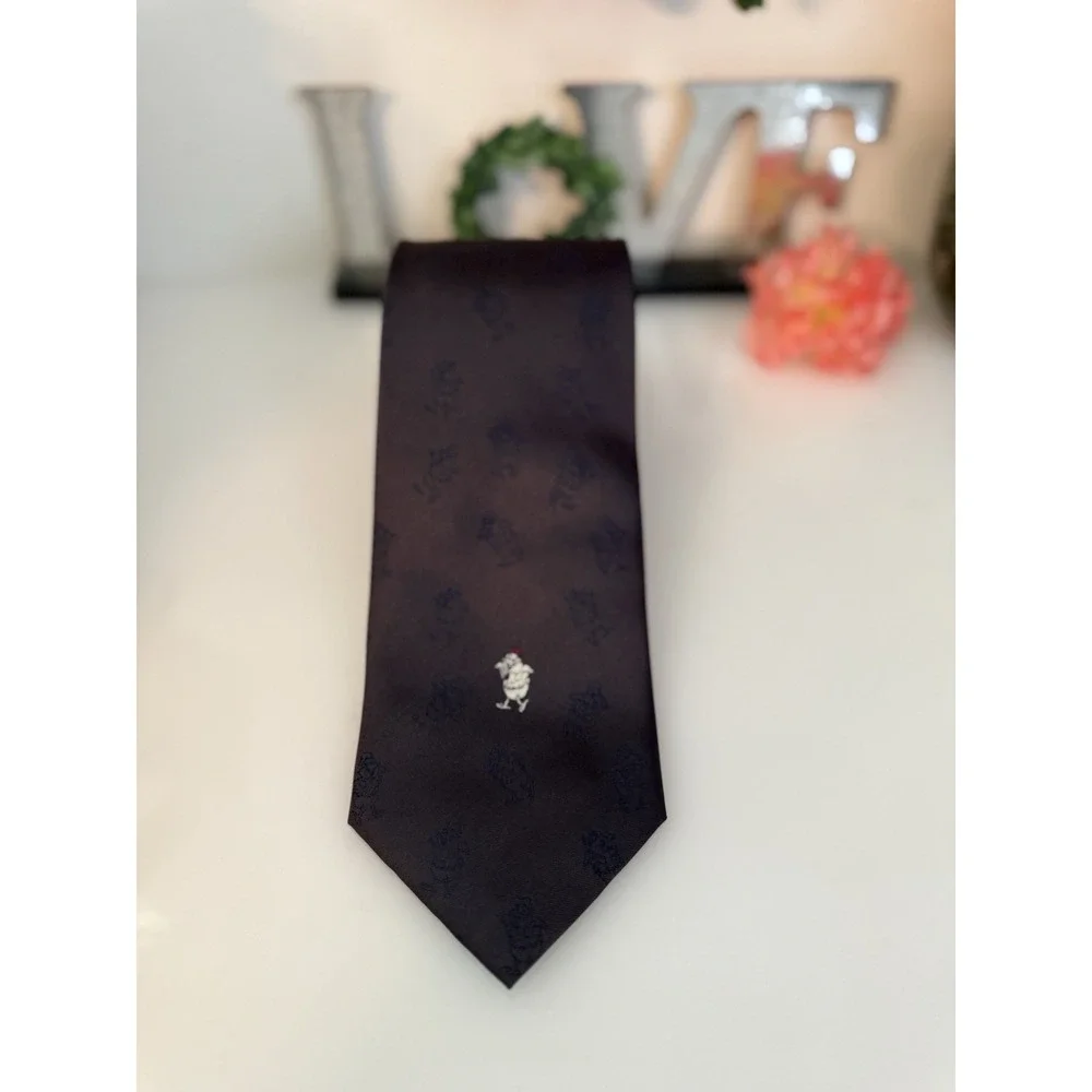 Yi Tang Silk Necktie Brown Logo Duck Through Out Hand Made Vintage 3.5